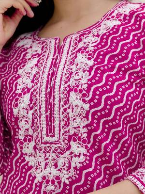 Women Bandhani Printed Kurta with Trouser & Dupatta 3
