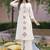 Embroidered Beige Cotton Blend Co Ords for Women
