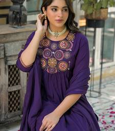 Women Ethnic Motifs Embroidered Empire Mirror Work Kurta with Trousers & With Dupatta