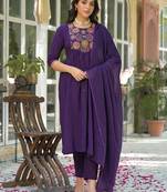Women Ethnic Motifs Embroidered Empire Mirror Work Kurta with Trousers & With Dupatta