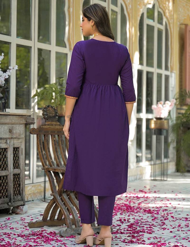 Women Ethnic Motifs Embroidered Empire Mirror Work Kurta with Trousers & With Dupatta