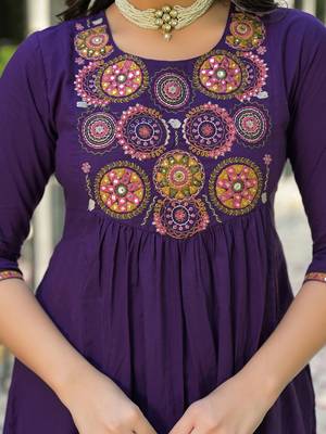 Women Ethnic Motifs Embroidered Empire Mirror Work Kurta with Trousers & With Dupatta 7
