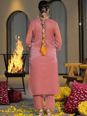 Women Ethnic Motifs Embroidered Regular Thread Work Silk Chiffon Kurta with Trousers & With Dupatta 3