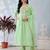 Women Green Pure Cotton Embroidered Straight Kurta Trousers with Dupatta
