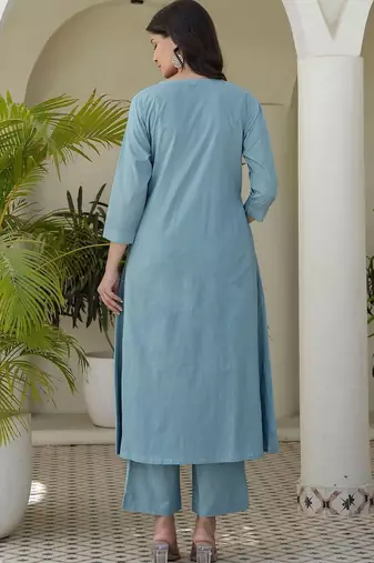 Women Ethnic Motifs Embroidered Regular Thread Work Kurta with Trousers & With Dupatta