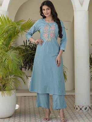Women Ethnic Motifs Embroidered Regular Thread Work Kurta with Trousers & With Dupatta 4