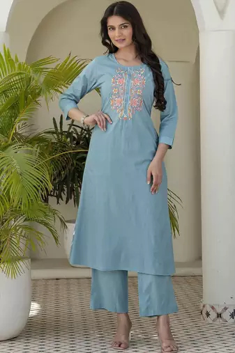 Women Ethnic Motifs Embroidered Regular Thread Work Kurta with Trousers & With Dupatta
