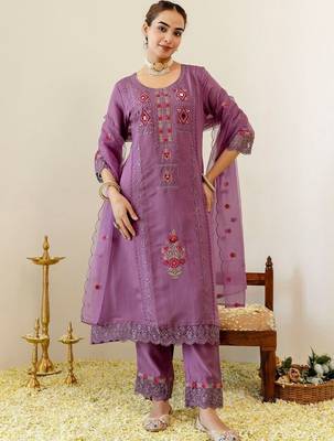 Women Ethnic Motifs Embroidered Regular Mirror Work Kurta with Trousers & With Dupatta 1