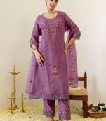 Women Ethnic Motifs Embroidered Regular Mirror Work Kurta with Trousers & With Dupatta