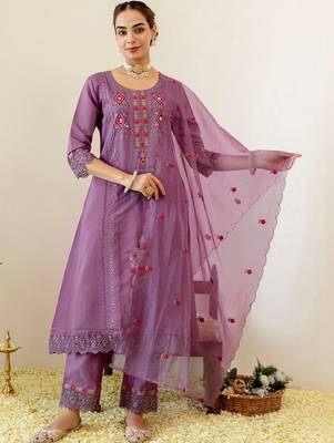 Women Ethnic Motifs Embroidered Regular Mirror Work Kurta with Trousers & With Dupatta 2