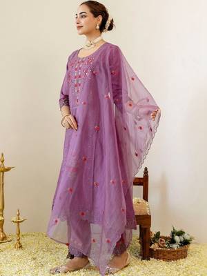 Women Ethnic Motifs Embroidered Regular Mirror Work Kurta with Trousers & With Dupatta 6