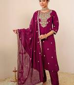 Women Ethnic Motifs Embroidered Regular Kurta with Trousers & Dupatta
