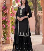 Women Ethnic Motifs Embroidered Regular Thread Work Kurta with Sharara & With Dupatta