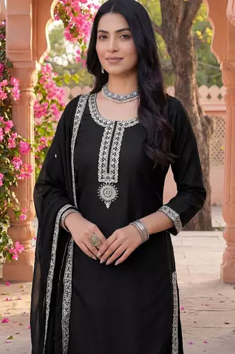 Women Ethnic Motifs Embroidered Regular Thread Work Kurta with Sharara & With Dupatta