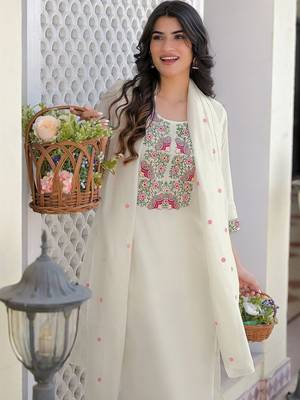Women Floral Embroidered Regular Thread Work Kurta with Trousers & With Dupatta 2