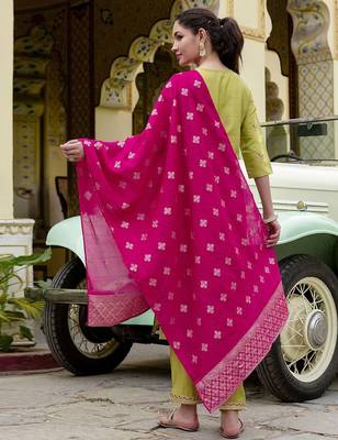 Women Floral Embroidered Kurta with Trousers & Dupatta 4