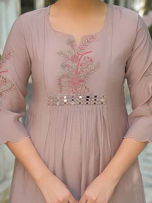 Women Ethnic Motifs Embroidered Empire Mirror Work Kurta with Trousers & With Dupatta 2