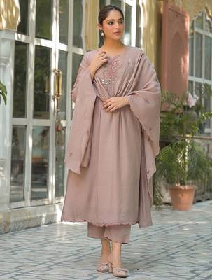 Women Ethnic Motifs Embroidered Empire Mirror Work Kurta with Trousers & With Dupatta 5