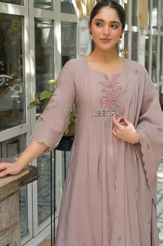 Women Ethnic Motifs Embroidered Empire Mirror Work Kurta with Trousers & With Dupatta