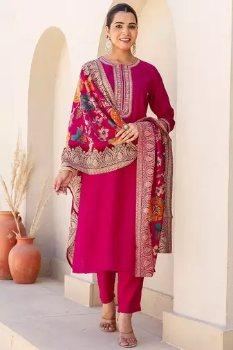 Women Floral Embroidered Kurta with Trousers & Dupatta