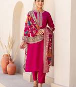Women Floral Embroidered Kurta with Trousers & Dupatta