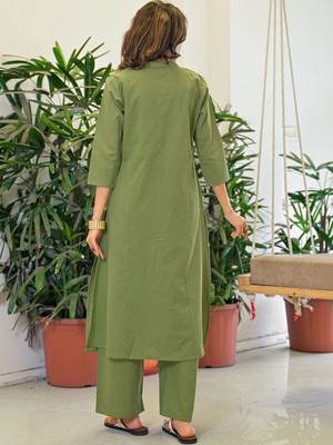 Embroidered Pista Green Viscose Rayon Co Ords for Women 2