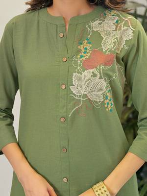 Embroidered Pista Green Viscose Rayon Co Ords for Women 5