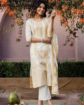 Women Ethnic Motifs Printed Regular Kurta with Trousers & With Dupatta 1