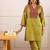 Embroidery Lace Mustard Yellow Rayon Co Ords for Women