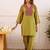 Embroidery Lace Mustard Yellow Rayon Co Ords for Women