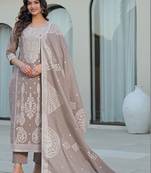 Women Ethnic Motifs Embroidered Regular Thread Work Kurta with Trousers & With Dupatta