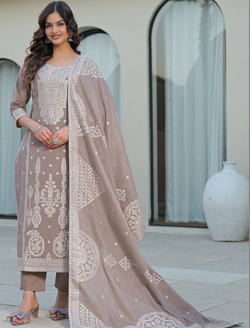 Women Ethnic Motifs Embroidered Regular Thread Work Kurta with Trousers & With Dupatta