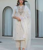Women Ethnic Motifs Embroidered Regular Thread Work Kurta with Trousers & With Dupatta