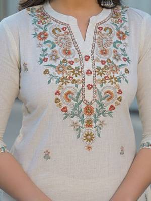 Women Ethnic Motifs Embroidered Regular Thread Work Kurta with Trousers & With Dupatta 5