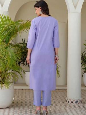 Women Ethnic Motifs Embroidered Regular Thread Work Pure Cotton Kurta with Trousers & With Dupatta 3