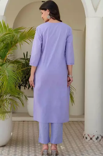 Women Ethnic Motifs Embroidered Regular Thread Work Pure Cotton Kurta with Trousers & With Dupatta