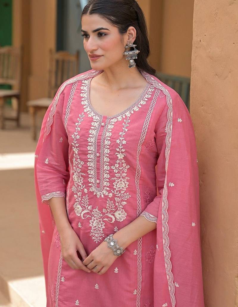 Women Ethnic Motifs Embroidered Regular Thread Work Kurta with Trousers & With Dupatta