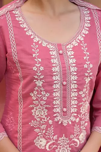 Women Ethnic Motifs Embroidered Regular Thread Work Kurta with Trousers & With Dupatta
