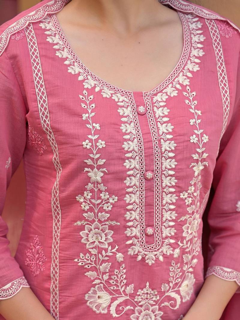 Women Ethnic Motifs Embroidered Regular Thread Work Kurta with Trousers & With Dupatta