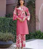Printed Dusty Pink Cotton Co Ords for Women