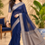 Navy Blue Banarasi Woven Gold Zari Design Pure Soft Georgette Fabric Lightweight Saree Unstitche