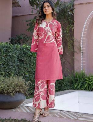 Printed Dusty Pink Cotton Co Ords for Women 2