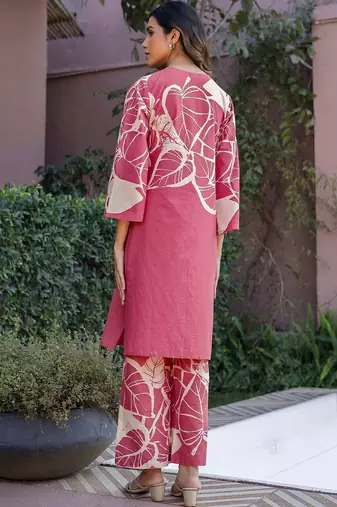 Printed Dusty Pink Cotton Co Ords for Women