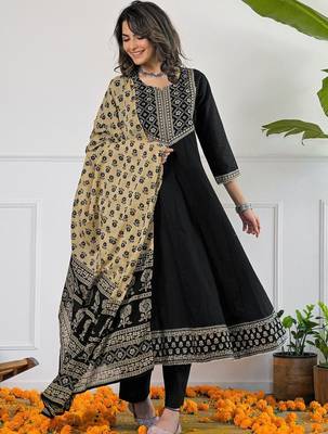 Women Ethnic Motifs Embroidered Regular Kurta with Palazzos & With Dupatta 1
