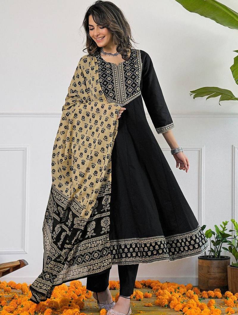 Women Ethnic Motifs Embroidered Regular Kurta with Palazzos & With Dupatta