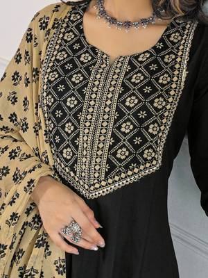 Women Ethnic Motifs Embroidered Regular Kurta with Palazzos & With Dupatta 5