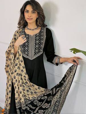 Women Ethnic Motifs Embroidered Regular Kurta with Palazzos & With Dupatta 7