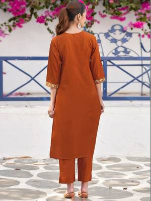 Women Embroidered Regular Pure Cotton Kurta with Trousers & With Dupatta 3
