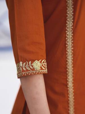 Women Embroidered Regular Pure Cotton Kurta with Trousers & With Dupatta 4