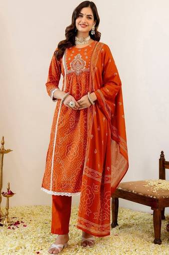 Women Embroidered Regular Kurta with Pyjamas & With Dupatta